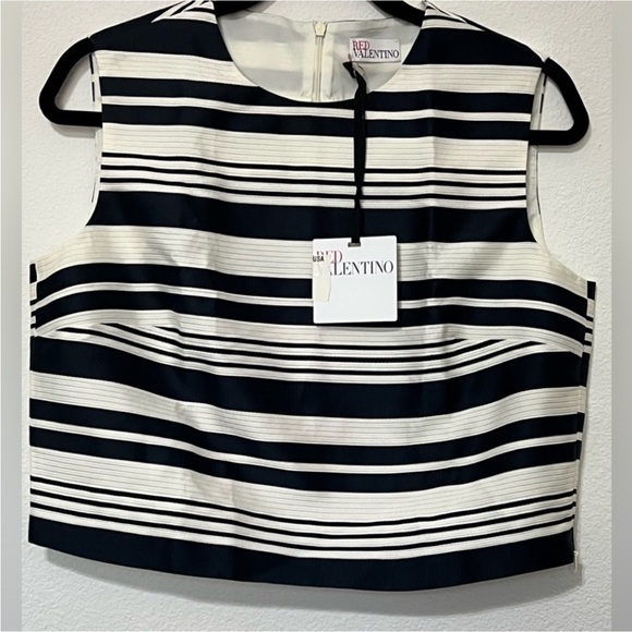 RED Valentino Navy and White Striped Tank Top - Picture 1 of 3